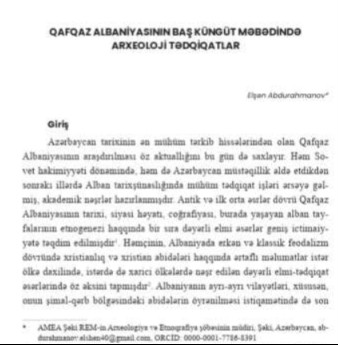 Şəki Regional Elmi Mərkəzin əməkdaşının yeni məqaləsi dərc olunub