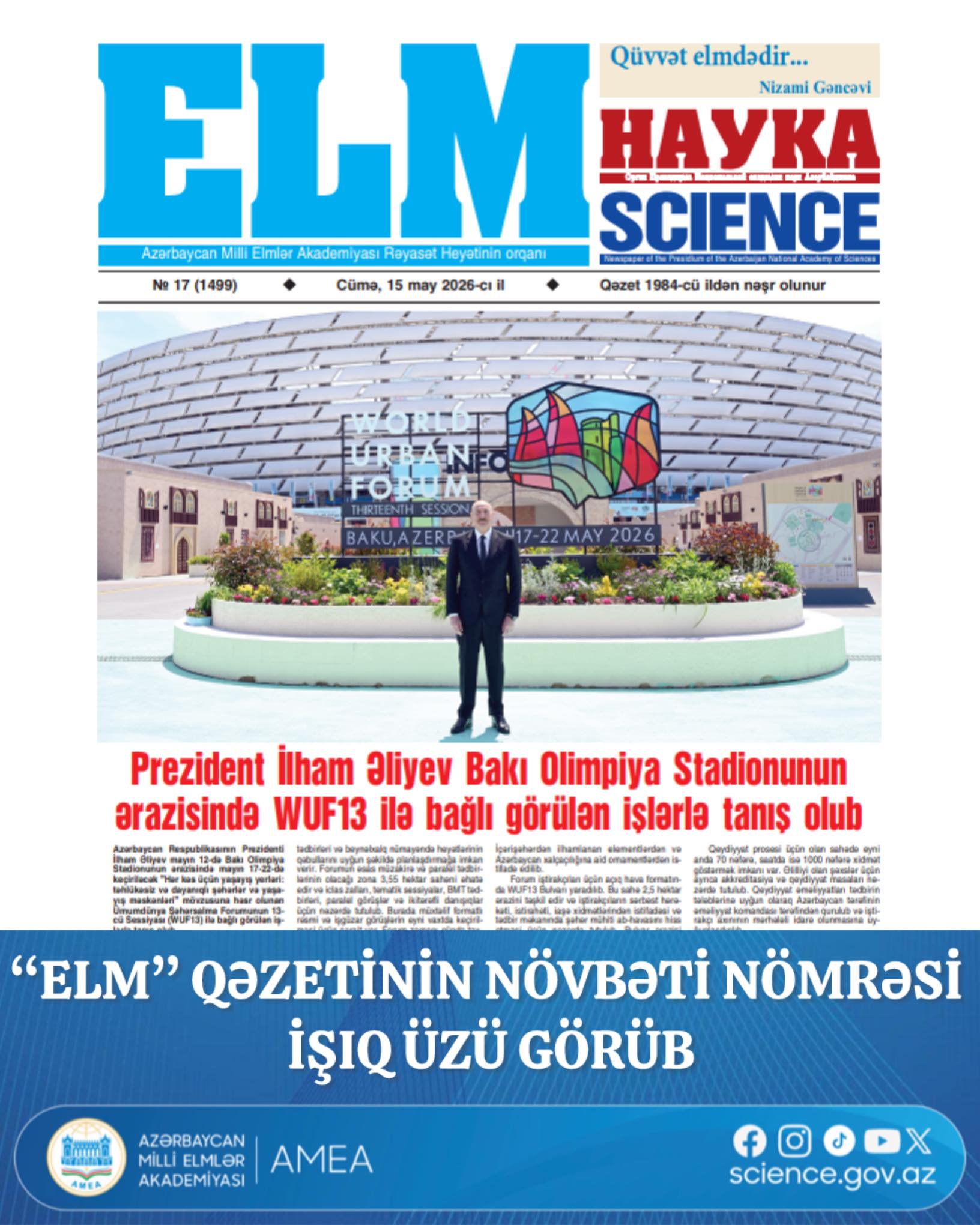 “Elm” qəzetinin növbəti nömrəsi işıq üzü görüb