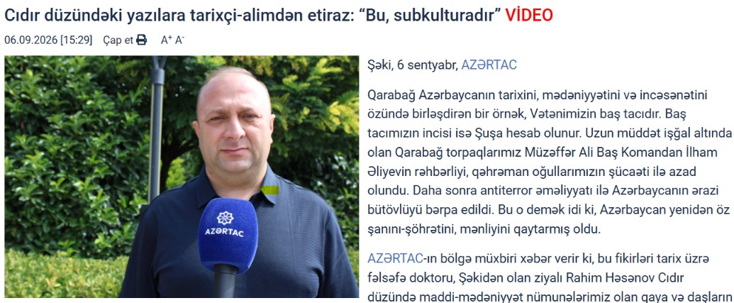 Cıdır düzündəki yazılara tarixçi-alimdən etiraz: “Bu, subkulturadır”
